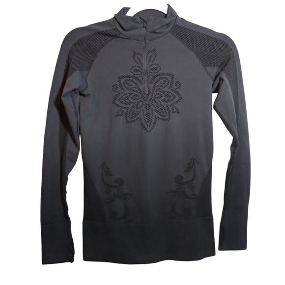 Athleta Ombre Grey & Black Quarter Zip Pullover Top Athletic Athleisure Size S - Picture 1 of 7